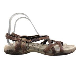 Merrell Women's Size 8 San Remo Brown Leather Strappy Ankle Strap Casual Sandals